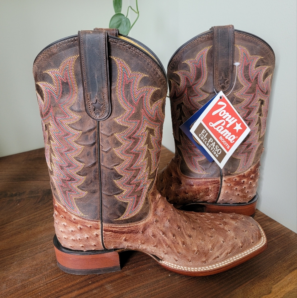 Tony Lama Brown Ostrich Leather Men's Boots